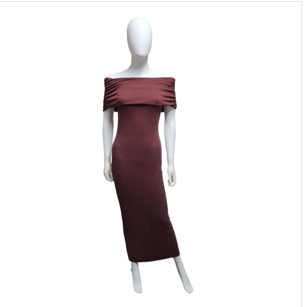REFORMATION | Josefina Off The Shoulder Knit Dress In Burgundy ~ Size US 2 - Picture 2 of 8